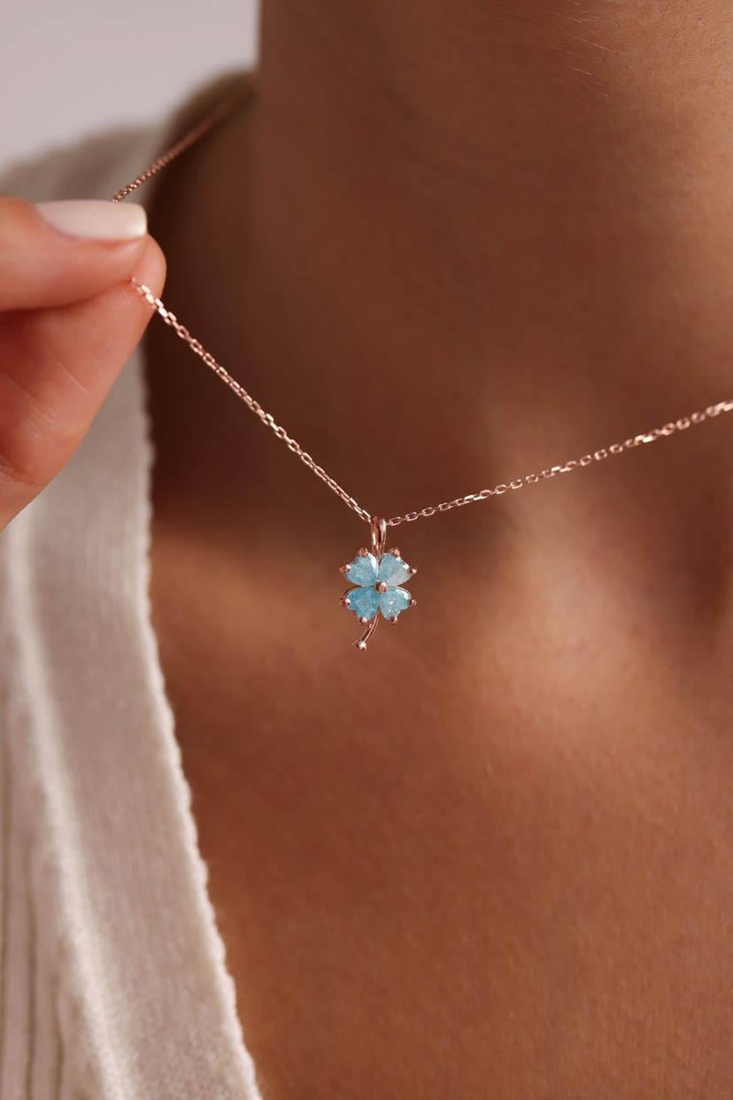 Rose Gold Clover Necklace | Sterling Silver Enamel Jewelry | Lucky Charm Gift for Her