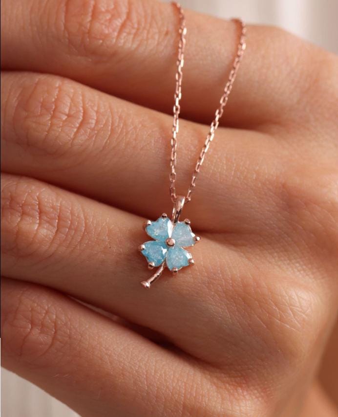 Rose Gold Clover Necklace | Sterling Silver Enamel Jewelry | Lucky Charm Gift for Her