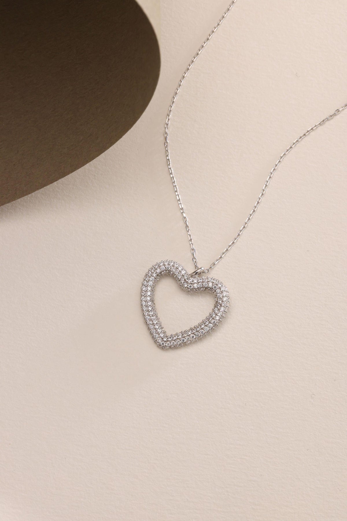 Sterling Silver Heart Necklace | Dainty Zircon Pendant | Minimal Jewelry Gift for Her