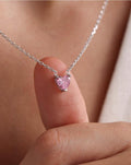 Pink Heart Necklace | Sterling Silver Dainty Jewelry | Minimal Romantic Gift for Her
