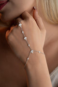 Lotus Hand Chain Bracelet | Sterling Silver Dainty Jewelry | Minimal Spiritual Gift for Her