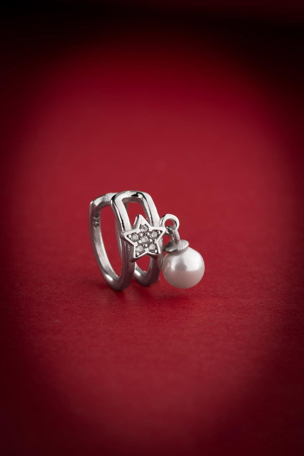 Sterling Silver Star Ear Cuff | Pearl Dainty Earring | No Piercing Jewelry | Gift for Her