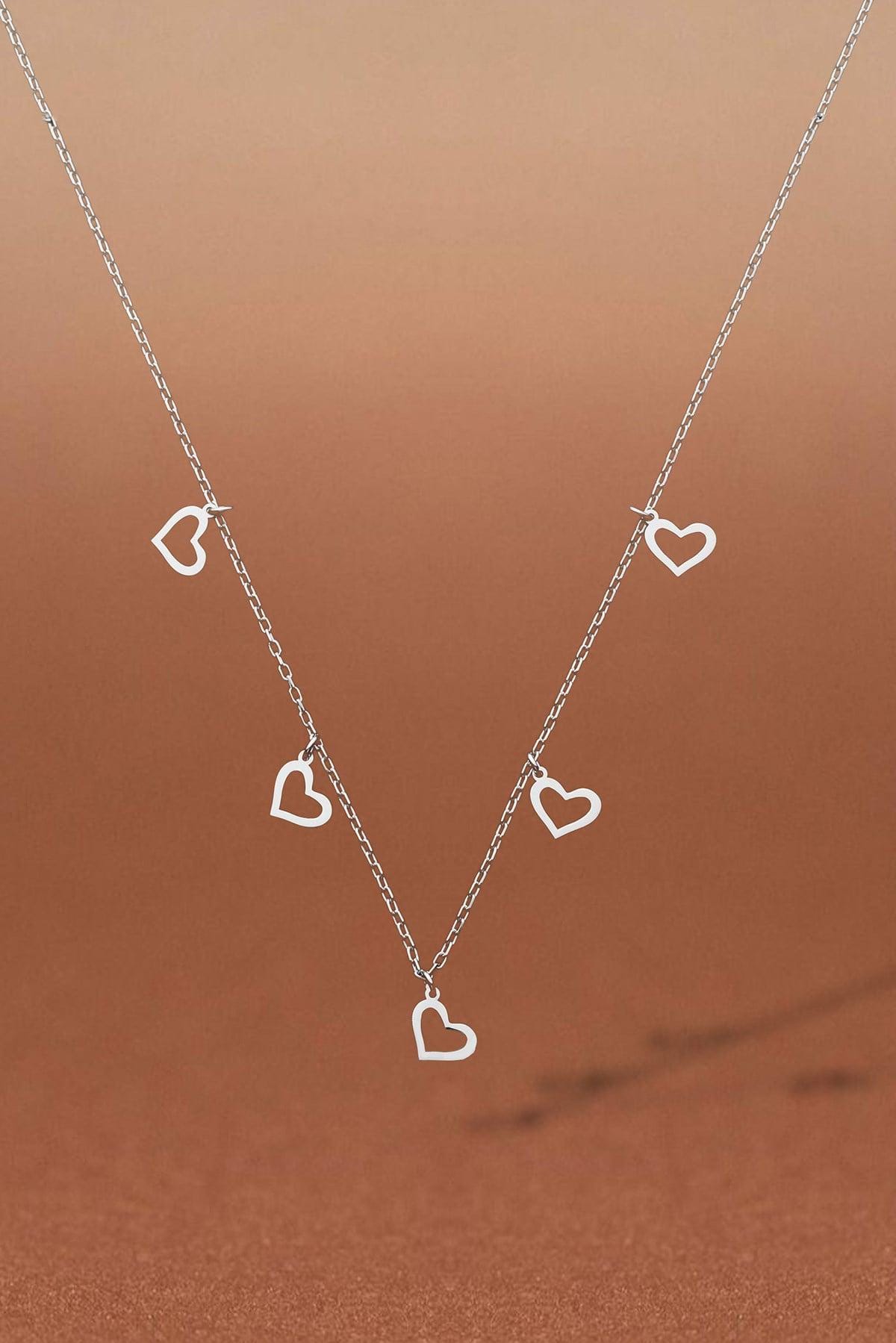 Sterling Silver Heart Necklace | Dainty Minimal Jewelry | Multi Heart Pendant | Gift for Her