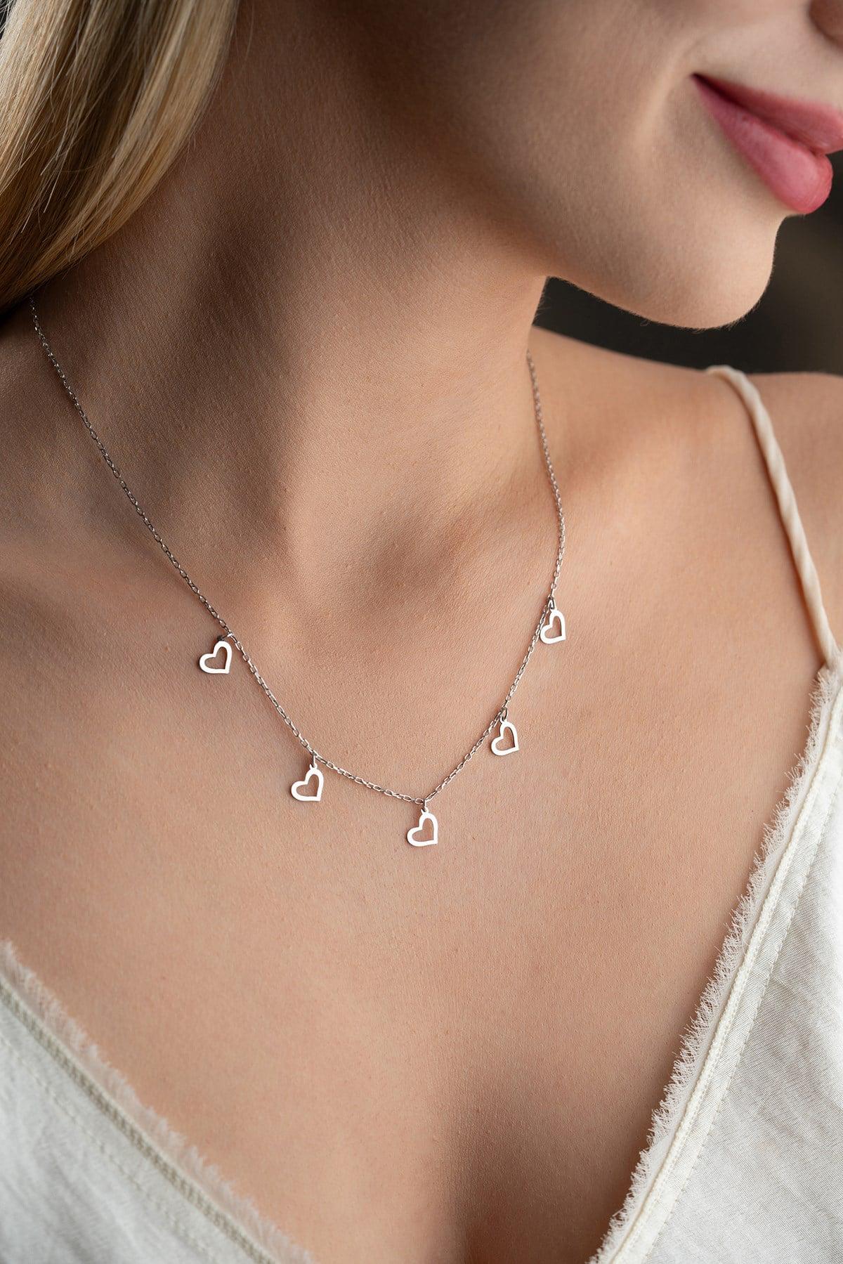 Sterling Silver Heart Necklace | Dainty Minimal Jewelry | Multi Heart Pendant | Gift for Her
