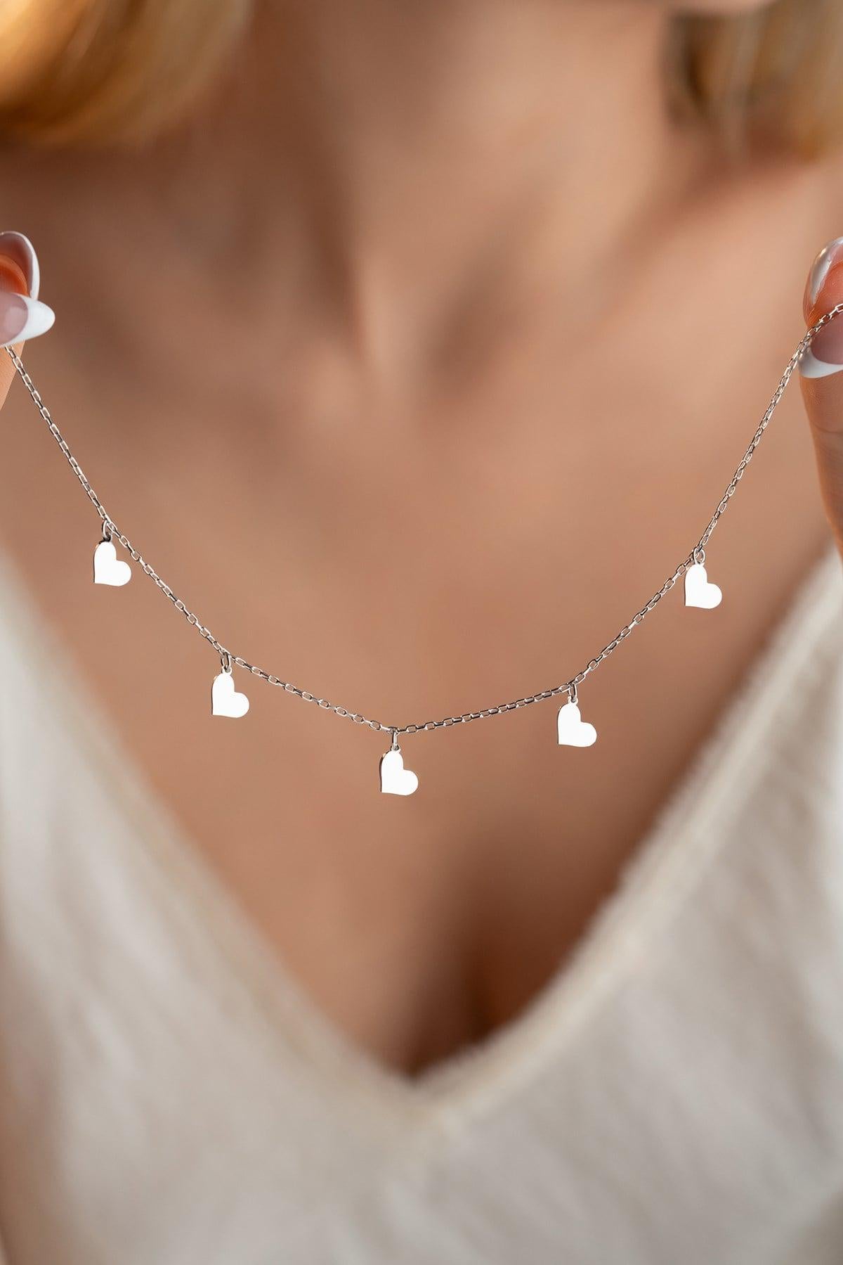 Sterling Silver Heart Necklace | Minimal Dainty Jewelry | Multi Heart Charm | Gift for Her