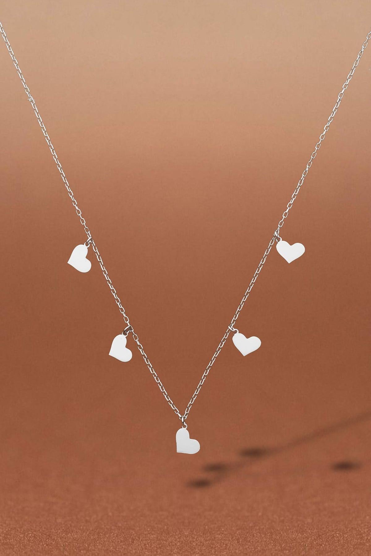 Sterling Silver Heart Necklace | Minimal Dainty Jewelry | Multi Heart Charm | Gift for Her