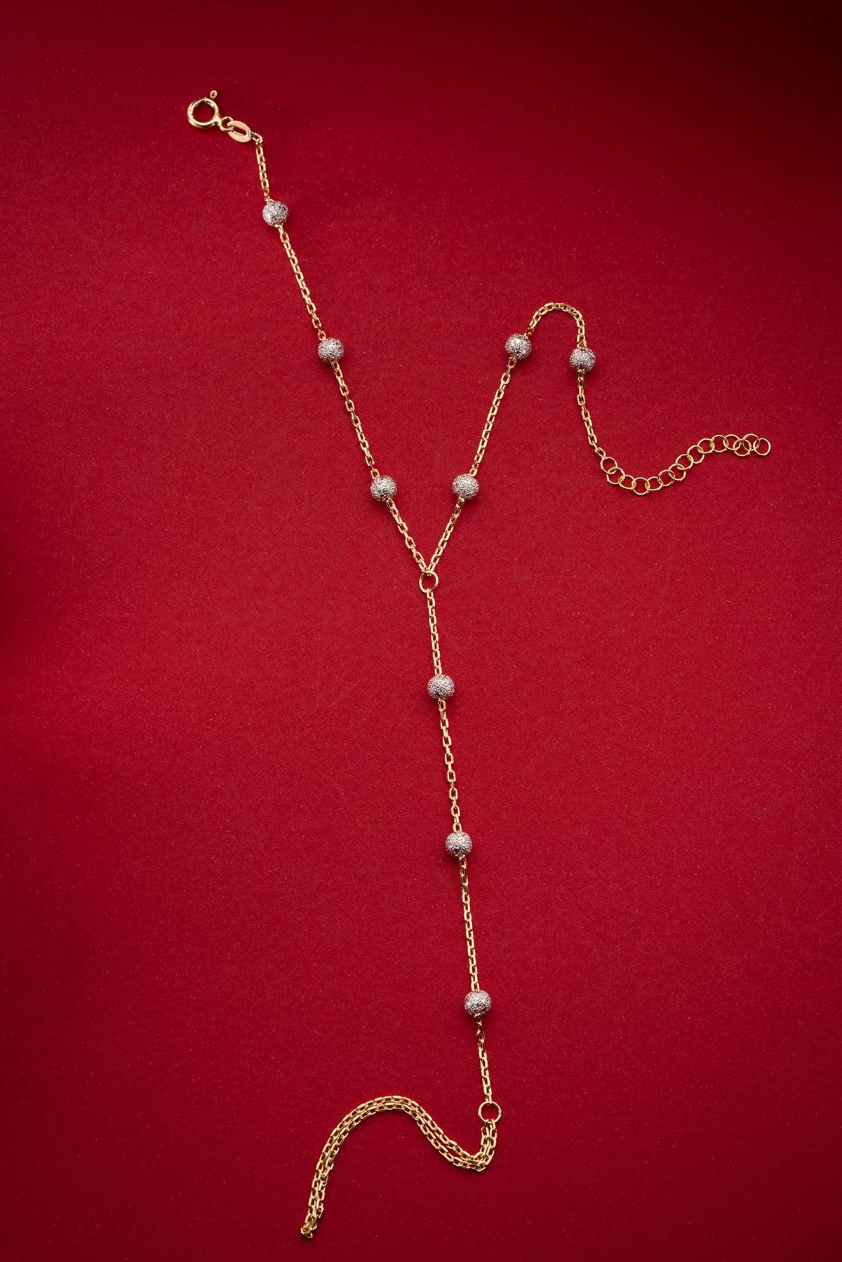 Gold Plated Dorika Shahmaran Bracelet | Sterling Silver Beaded Hand Chain Gift for Her