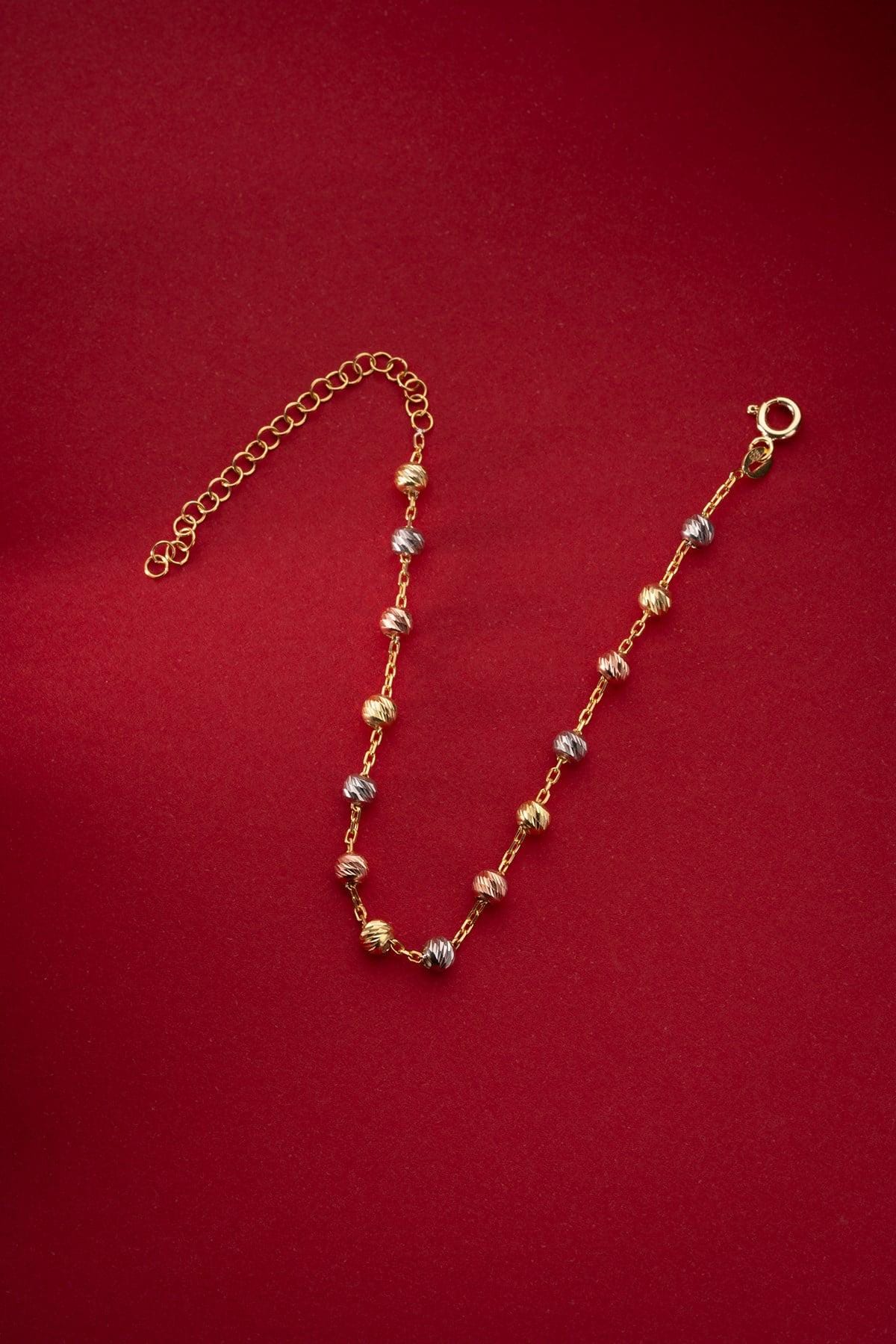 Sterling Silver Dorika Bracelet | Gold Plated Beaded Chain | Minimal Dainty Jewelry | Gift for Her