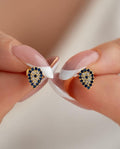 Gold plated Evil Eye Earrings | Tiny Nazar Stud | Dainty Silver Zircon Jewelry Gift