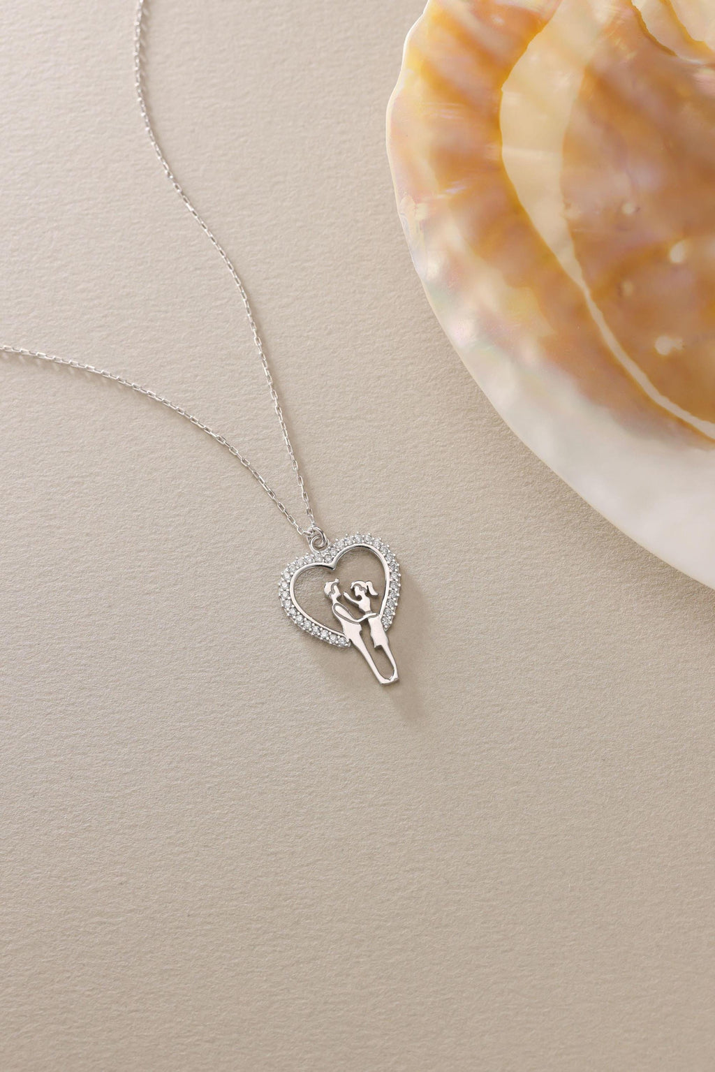Sterling Silver Couple Heart Necklace | Dainty Romantic Jewelry | Gift for Her | Zircon Pendant