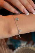 Sterling Silver Butterfly Bracelet | Dainty Lucky Jewelry | Minimal Zircon Bracelet | Gift for Her