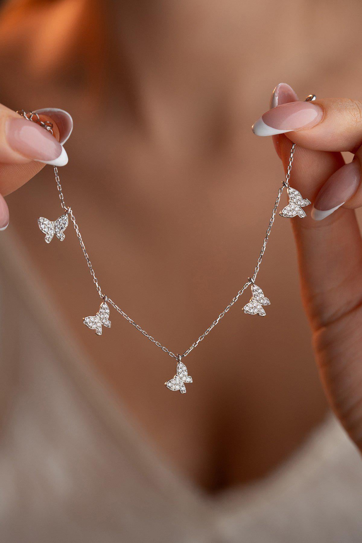 Sterling Silver Butterfly Bracelet | Dainty Lucky Jewelry | Minimal Zircon Bracelet | Gift for Her