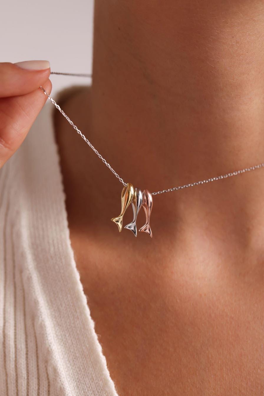 Lucky Fish Necklace Silver 925 | Minimal Dainty Jewelry | Rhodium Plated Charm | Gift for Her