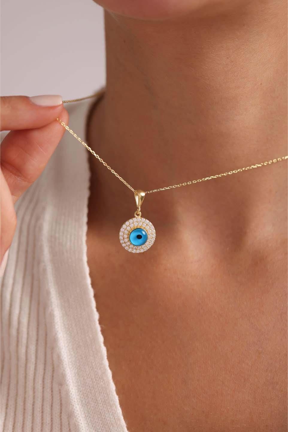Evil Eye Necklace Silver 925 | Dainty Gold plated  Nazar Jewelry | Zircon Pendant | Protection Gift