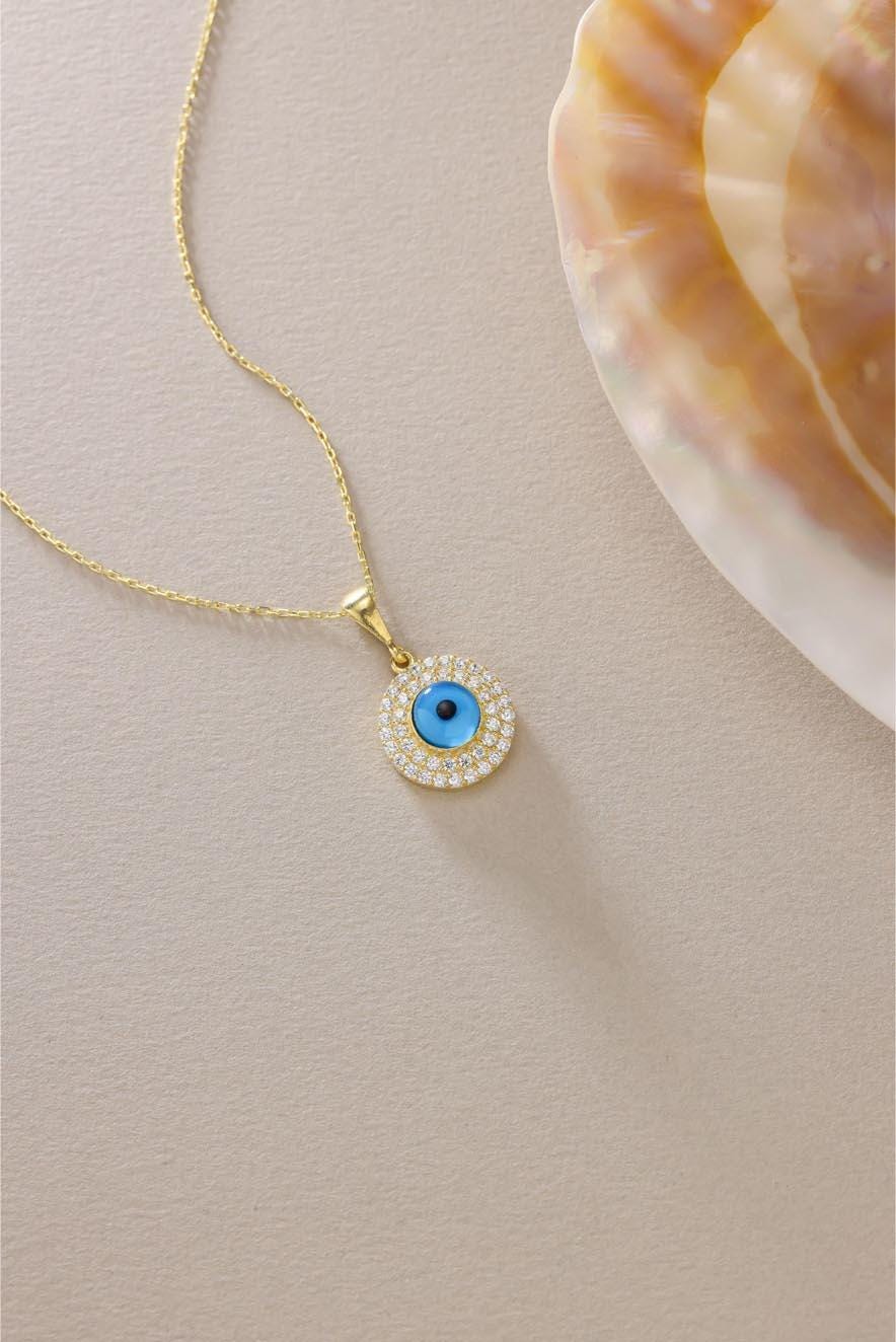 Evil Eye Necklace Silver 925 | Dainty Gold plated  Nazar Jewelry | Zircon Pendant | Protection Gift