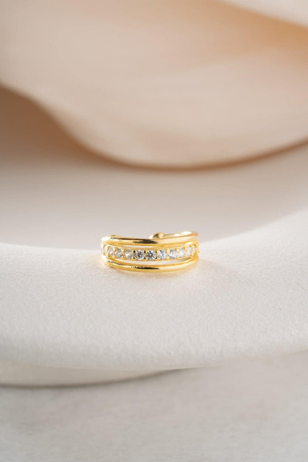 Gold Plated Ear Cuff Earring | Sterling Silver Zircon Cartilage Jewelry | Minimal Gift for Her
