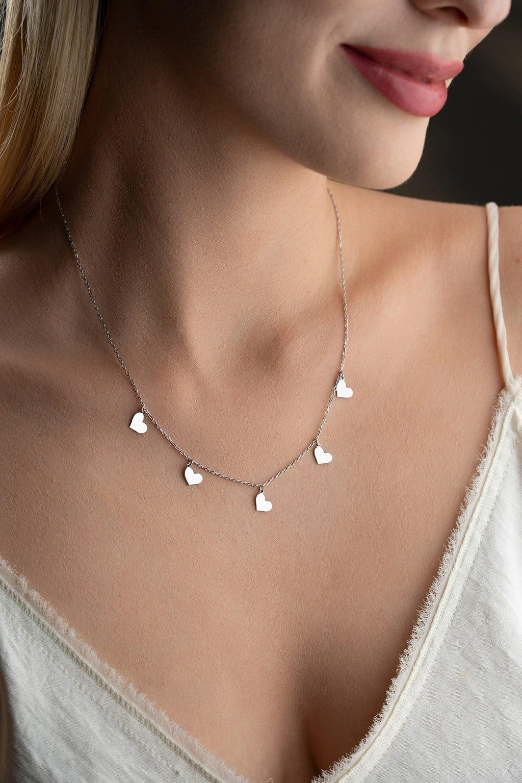 Sterling Silver Heart Necklace | Minimal Dainty Jewelry | Multi Heart Charm | Gift for Her