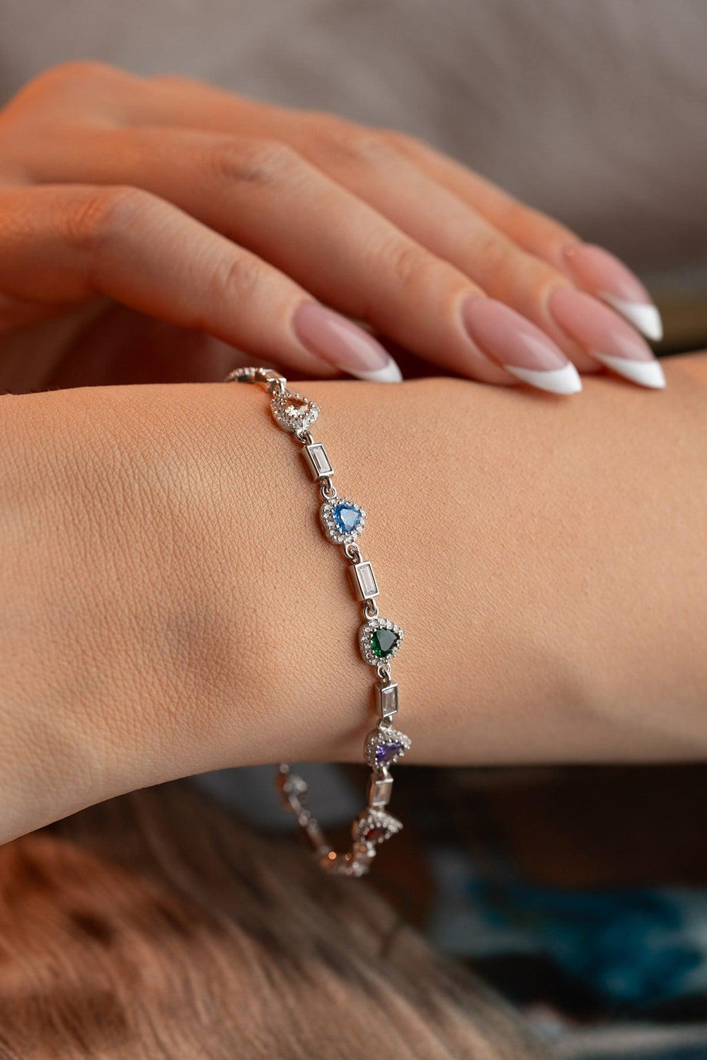 Sterling Silver Heart Bracelet | Zircon Tennis Chain | Dainty Romantic Jewelry | Gift for Her
