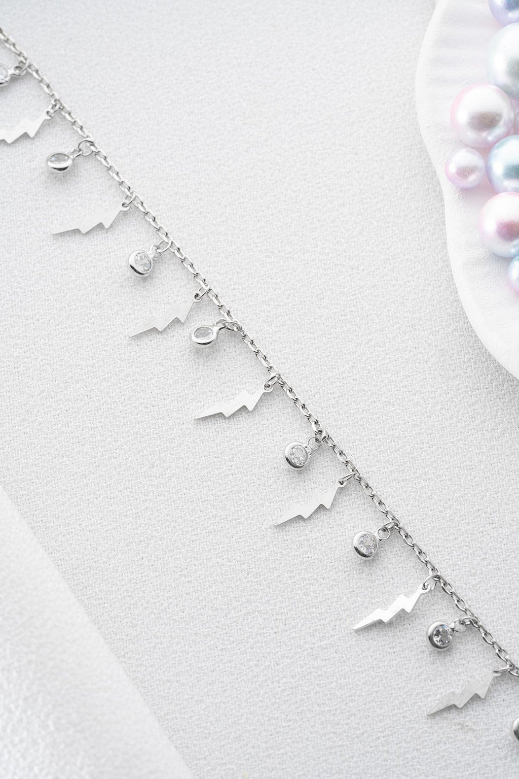 Lightning Anklet Silver | Dainty Zircon Ankle Bracelet | Minimal Women Jewelry Gift