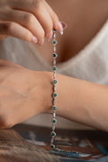 Green Heart Tennis Bracelet | Silver Zircon Bracelet | Dainty Jewelry Gift for Her
