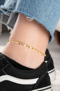 Gold plated Charm Anklet | Heart Star Drop Triangle | Dainty Silver Zircon Ankle Bracelet Gift