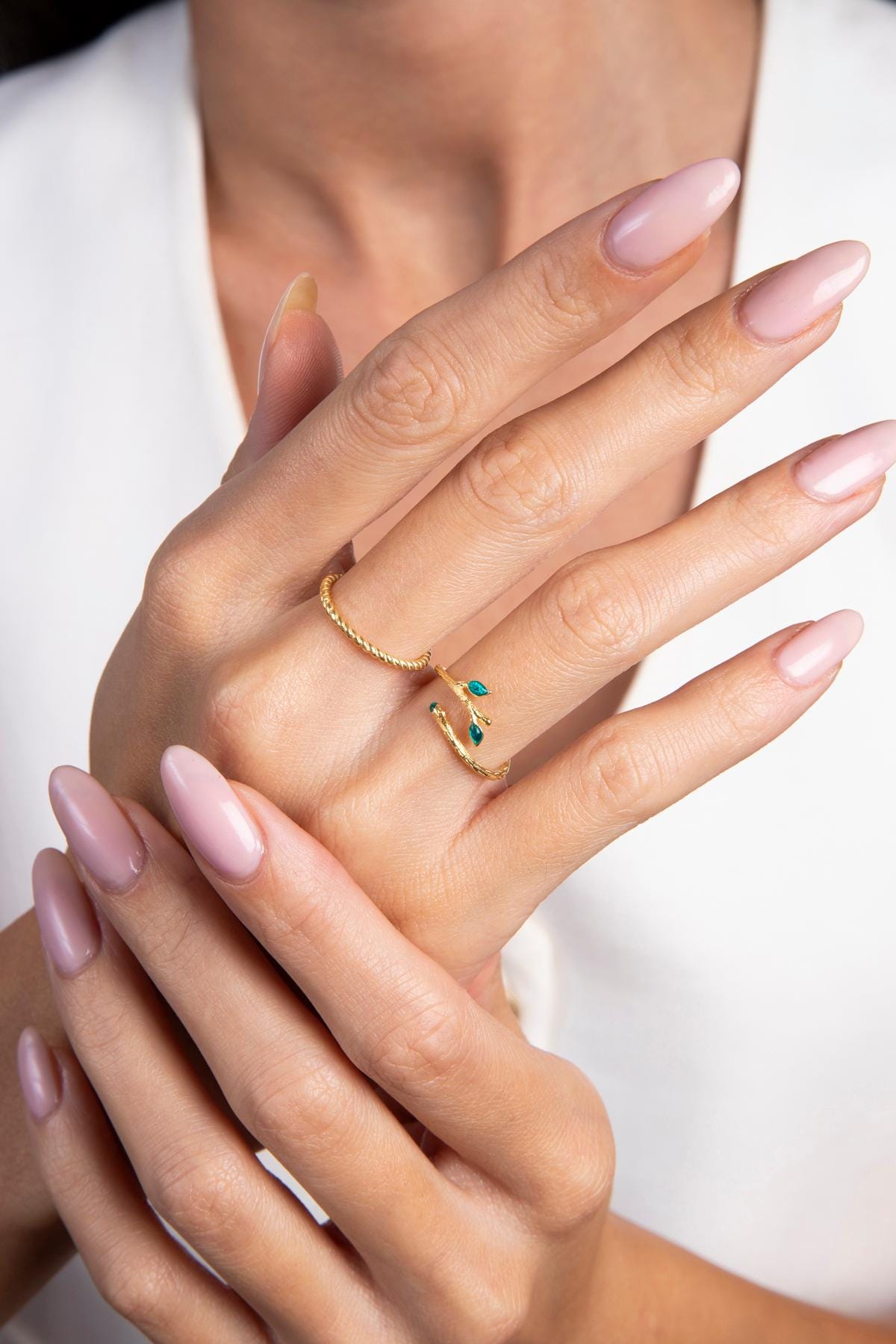Leaf Ring Set Silver 925 | Twisted Open Band Rings | Dainty Nature Jewelry | Gift