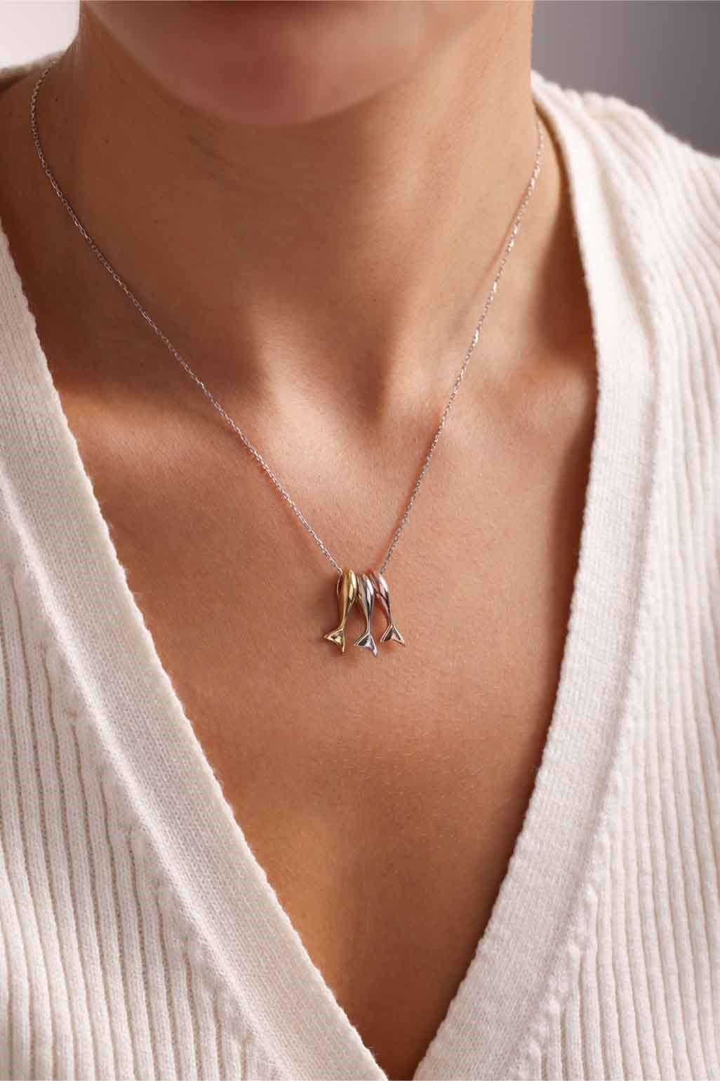 Lucky Fish Necklace Silver 925 | Minimal Dainty Jewelry | Rhodium Plated Charm | Gift for Her