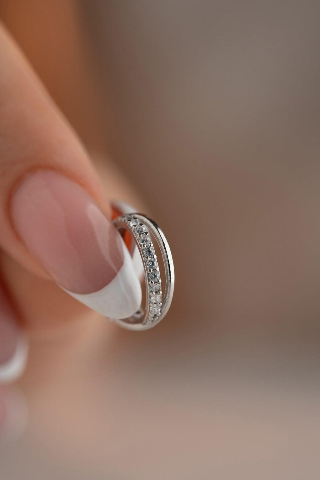 Sterling Silver Cross Cartilage Earring | Zircon Helix Hoop | Minimal Ear Jewelry