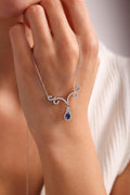 Blue Stone Necklace Silver 925 | Vintage Baroque Jewelry | Dainty Zircon Pendant | Gift for Her