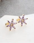 Lotus Flower Earrings Silver 925 | Purple Zircon Stud | Dainty Gold Jewelry | Gift for Her