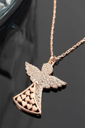 Sterling Silver Angel Necklace | Heart Zircon Rose Gold Pendant Jewelry