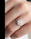 Sterling Silver Lotus Ring | Pink Zircon Floral Adjustable Jewelry