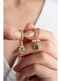 Emerald Drop Jewelry Set | 925 Sterling Silver Necklace Earrings Set