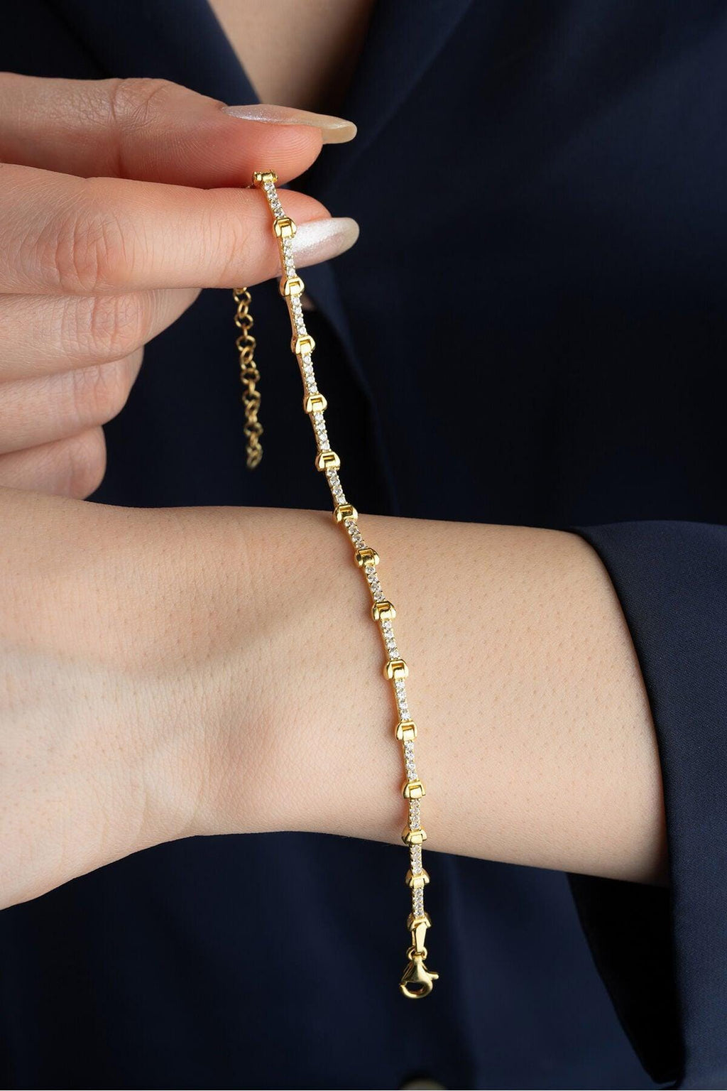 Gold plated Tennis Bracelet | 925 Sterling Silver Bracelet | Zircon Chain Jewelry