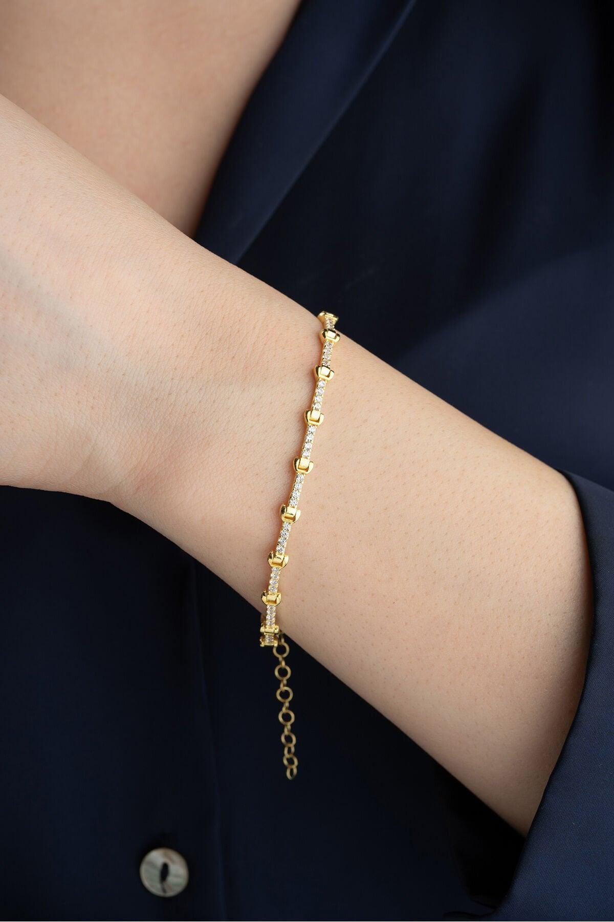 Gold plated Tennis Bracelet | 925 Sterling Silver Bracelet | Zircon Chain Jewelry