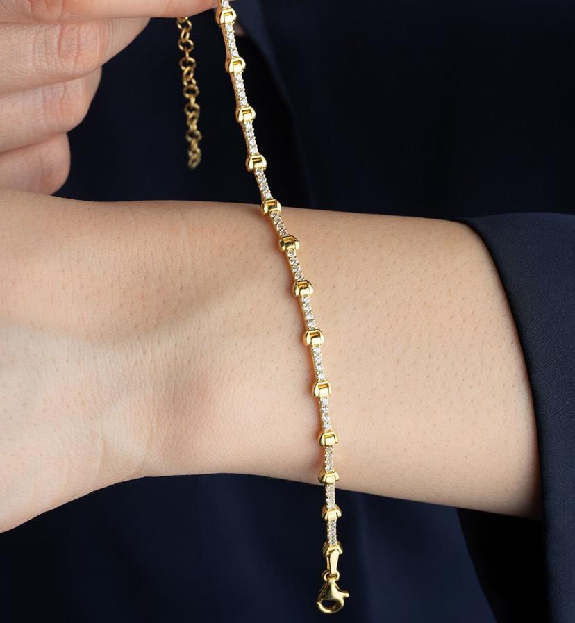 Gold plated Tennis Bracelet | 925 Sterling Silver Bracelet | Zircon Chain Jewelry