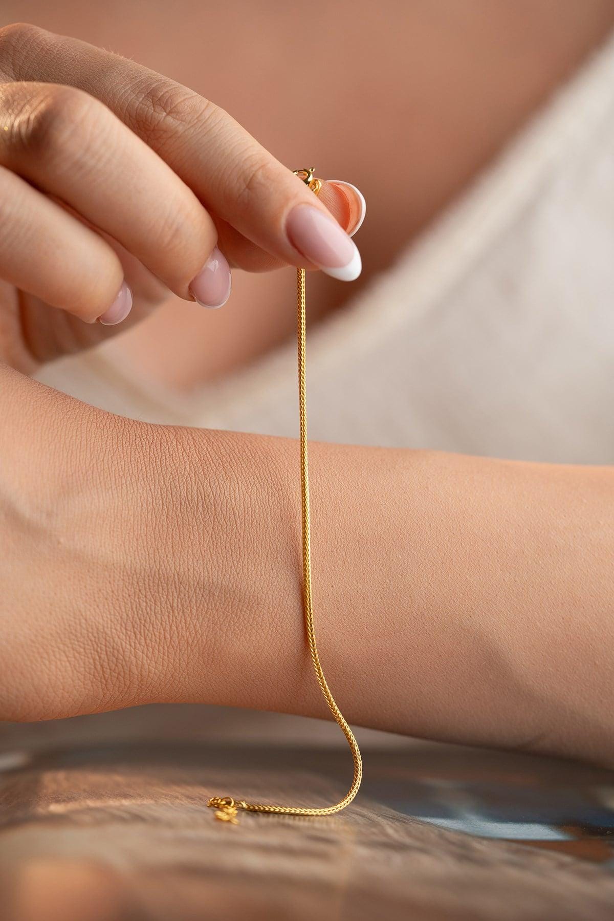 Gold plated Fox Tail Bracelet | Sterling Silver Chain Bracelet | Minimal Jewelry