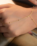Gold Plated 925 Sterling Silver | Beaded Shahmaran | Hand Chain Bracelet