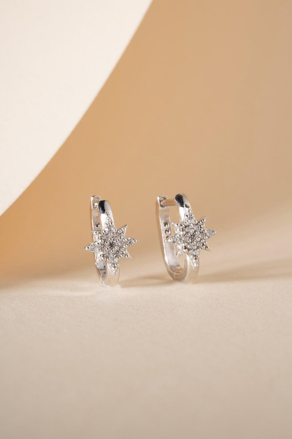 925 Sterling Silver | Polaris Star Earrings | Rhodium Plated Zircon Jewelry