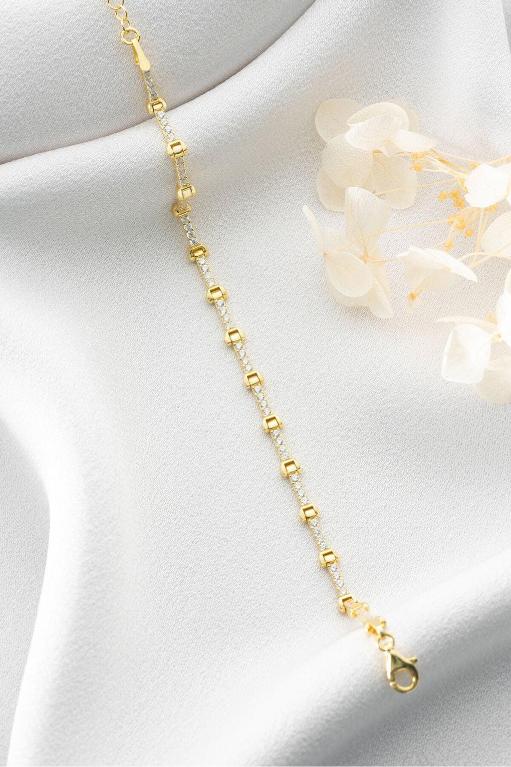 Gold plated Tennis Bracelet | 925 Sterling Silver Bracelet | Zircon Chain Jewelry