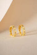 925 Sterling Silver, Zircon Hoop Earrings, Gold Plated Huggie Jewelry