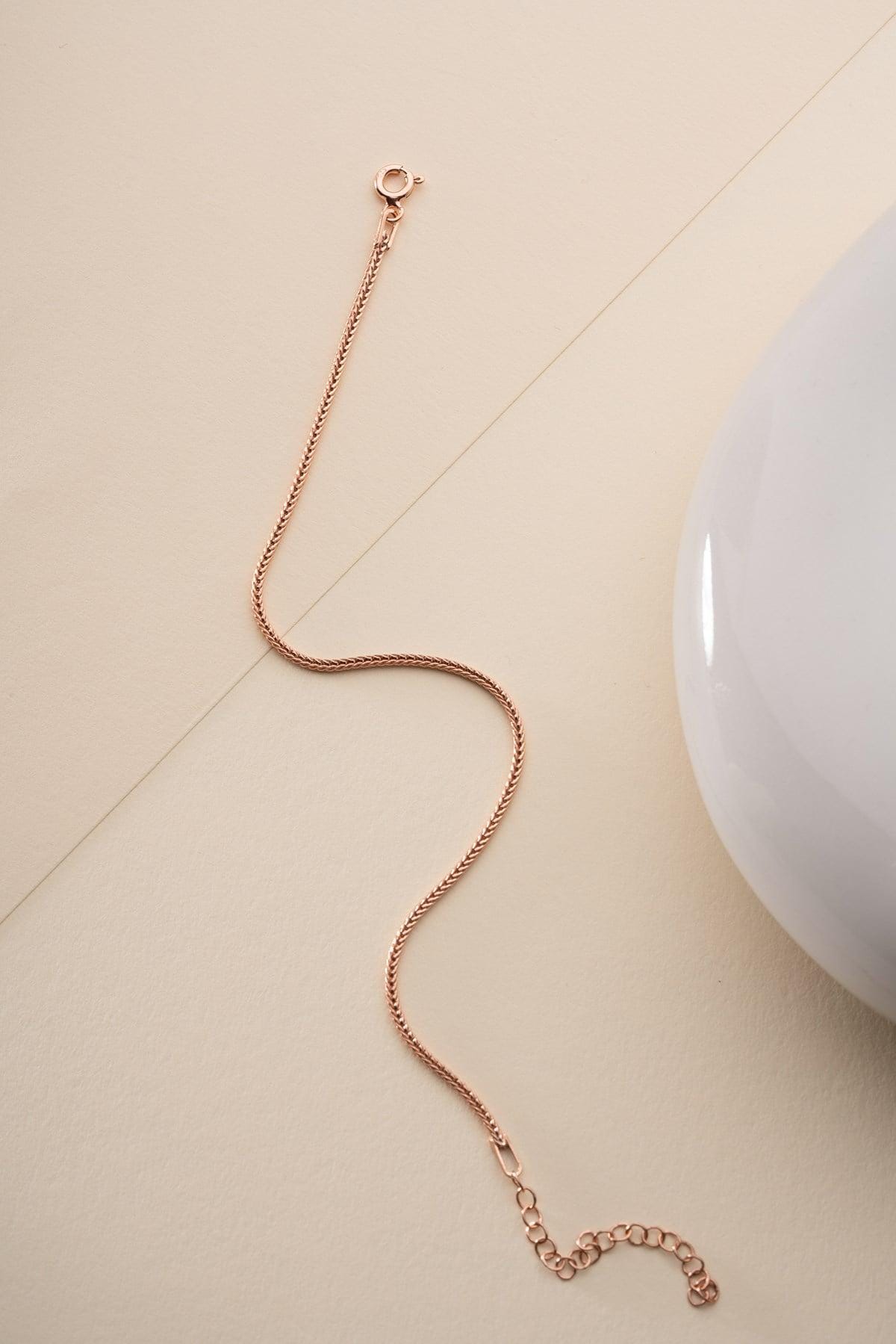 Rose Gold plated Fox Tail Bracelet | Sterling Silver Chain Bracelet | Minimal Jewelry