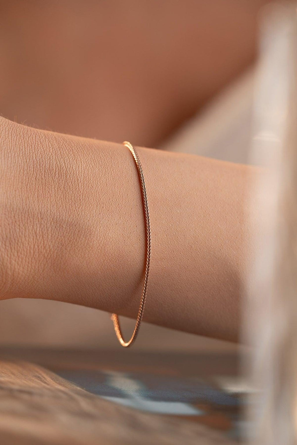 Rose Gold plated Fox Tail Bracelet | Sterling Silver Chain Bracelet | Minimal Jewelry