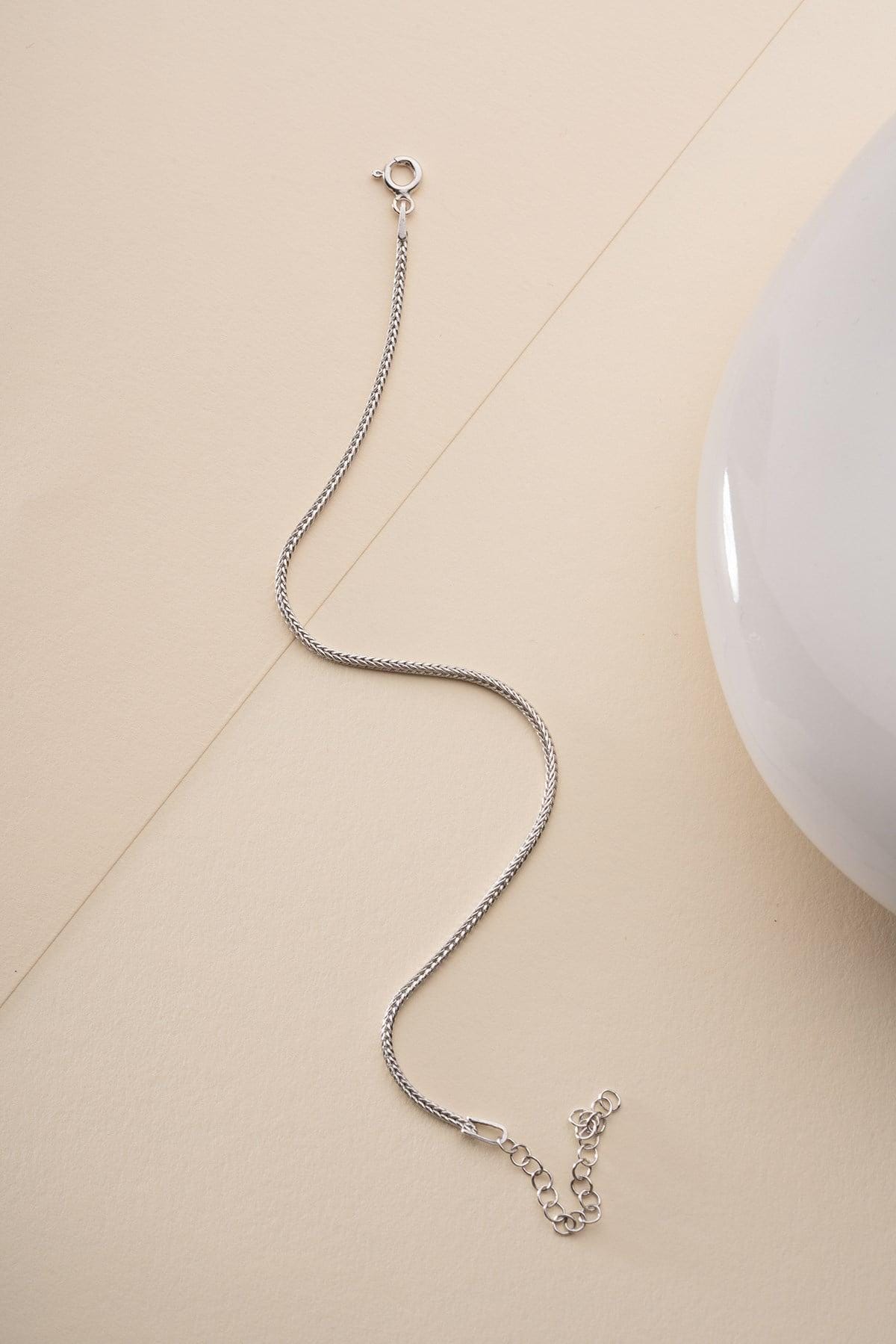 Rhodium Fox Tail Bracelet | Sterling Silver Chain Bracelet | Minimal Jewelry