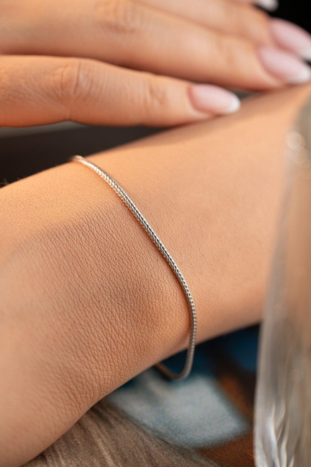 Rhodium Fox Tail Bracelet | Sterling Silver Chain Bracelet | Minimal Jewelry