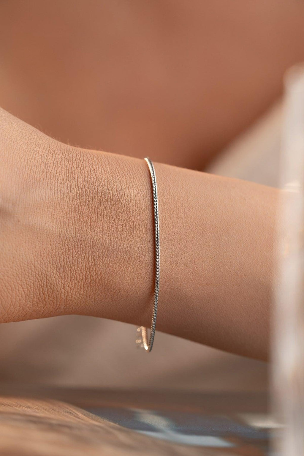 Rhodium Fox Tail Bracelet | Sterling Silver Chain Bracelet | Minimal Jewelry