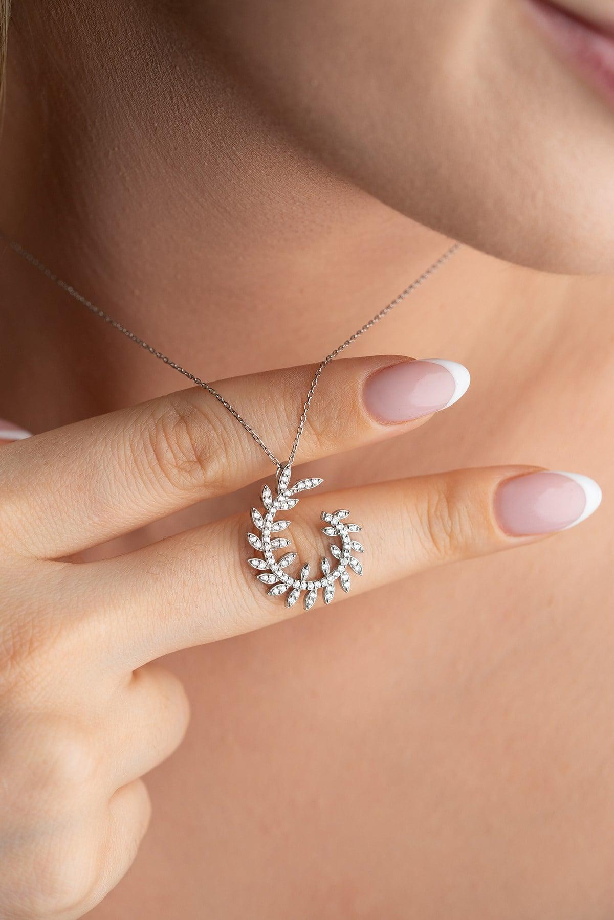 925 Sterling Silver, Ivy Necklace, Gold or Rhodium Plated Zircon Jewelry