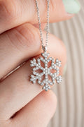Aurora Snowflake Necklace, 925 Sterling Silver Pendant, Zircon Jewelry, Winter Gift for Her
