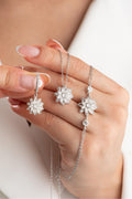 Sterling Silver Lotus Jewelry Set | Lotus Necklace Earrings Bracelet Set