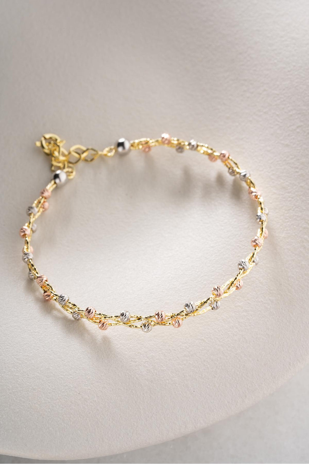 Dorika Bracelet, 925 Sterling Silver Jewelry, Gold Plated Bead Bracelet, Gift
